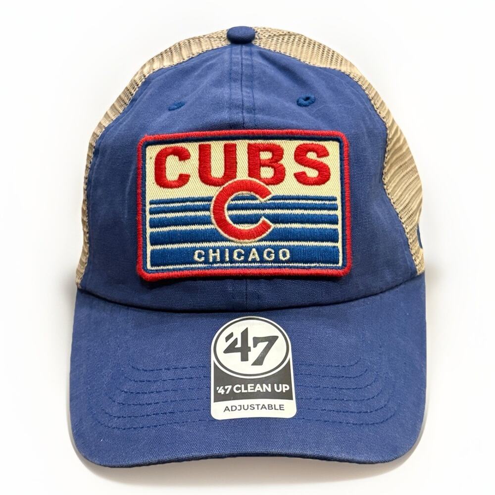 '47 Brand Clean Up Vintage Royal MLB Chicago Cubs Strapback SnapBack Hat NWT $32